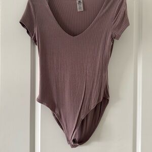 Women's Mauve Ribbed Bodysuit